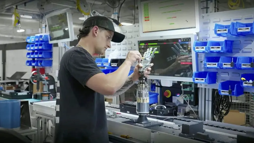 Tesla Gen 3 Optimus hand on production line