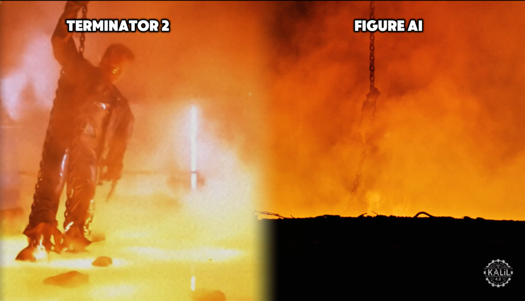 Comparison of the ending of Terminator 2 with Figure AI's Figure 02 decommissioning marketing video