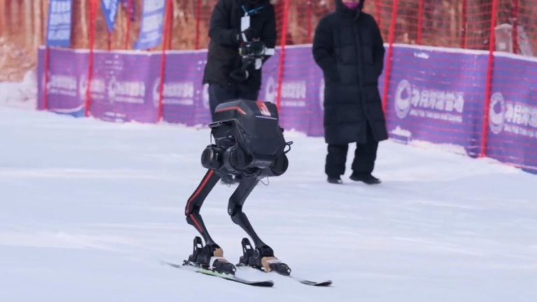 LimX Dynanics' TRON 1 skiing in Northeast China